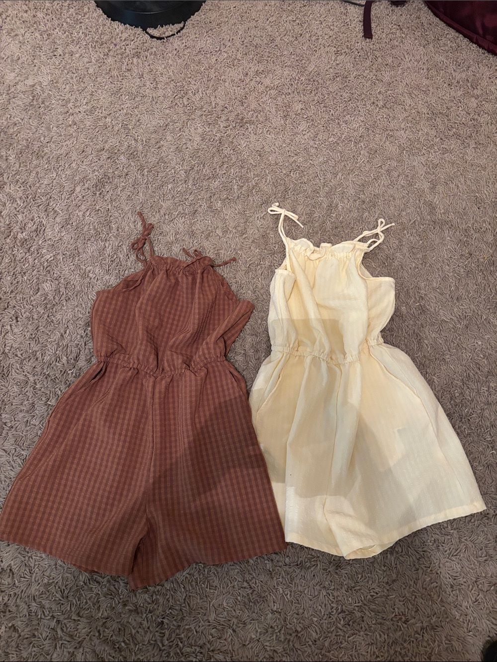 H&M rust brown and cream girls' sleeveless romper set